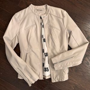 Guess Small Women’s Leather Jacket Beige